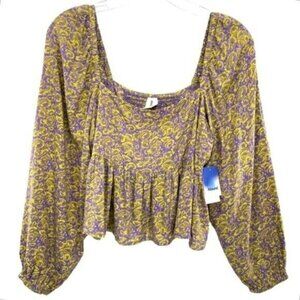 Abound Boho Floral Off Shoulder Crop Top New Milkmaid